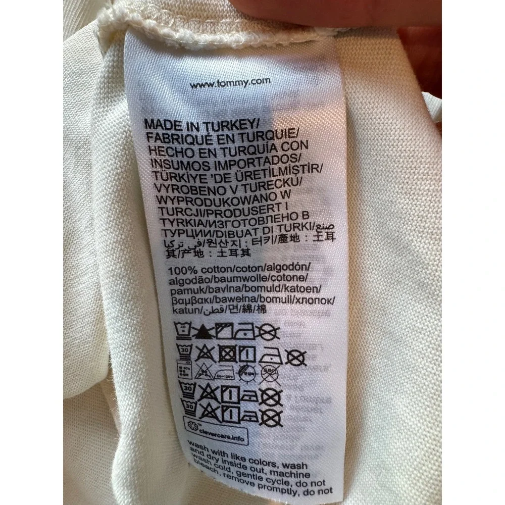 Tommy Hilfiger Men's Cream Embroidered Crest Tee | Size Medium